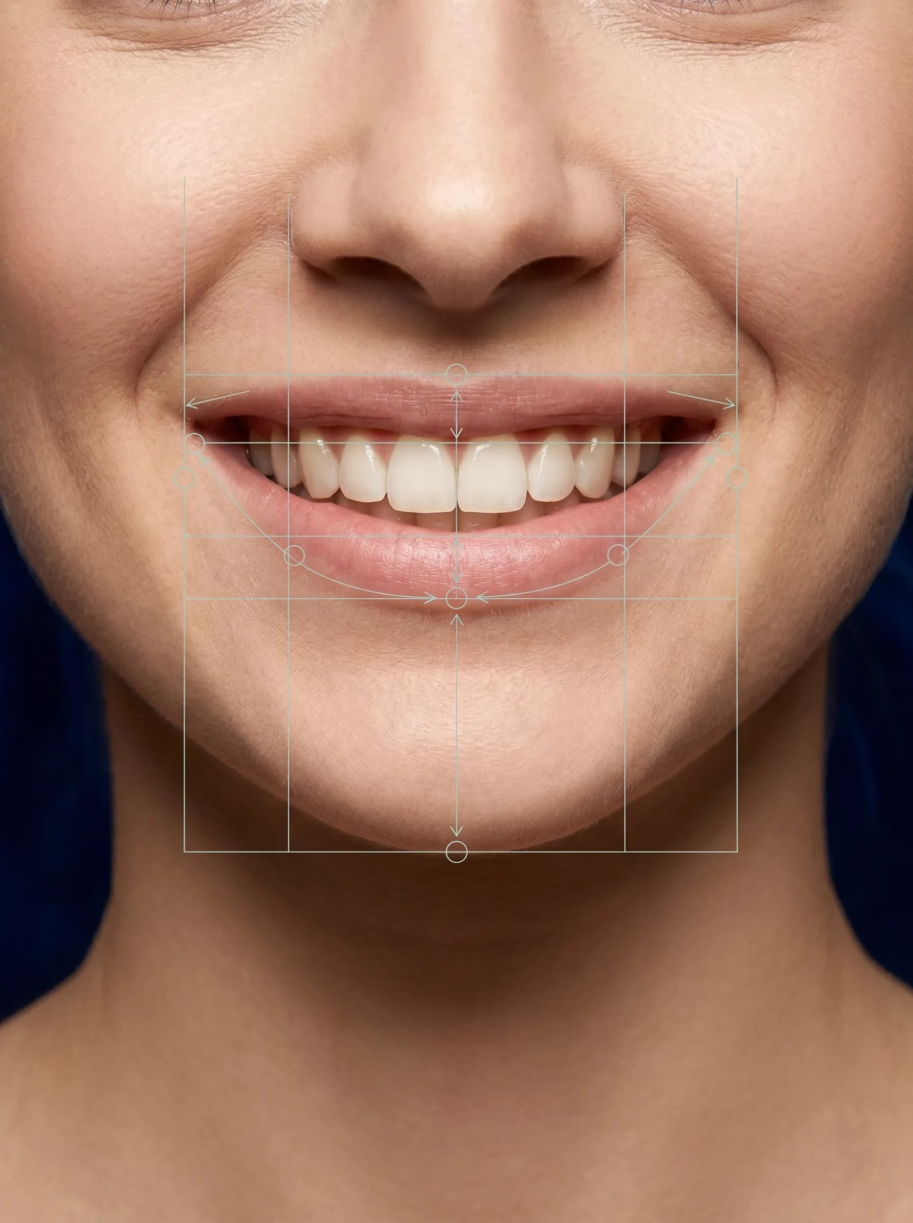 Smile analysis with golden-ratio grid overlay